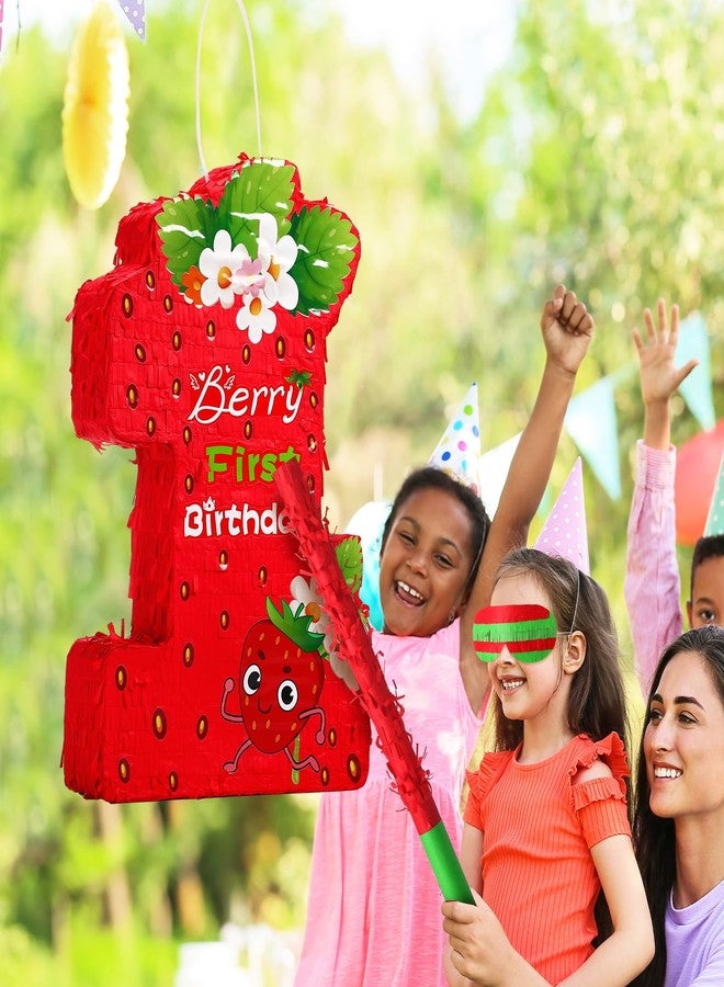 Soulchen Berry First Birthday Piñata Party Decorations Strawberry Theme 1st Piñata with Batting Stick Eye Mask and Confetti for Girls Boys Girls Boys Baby Shower Party Supplies - Image 5